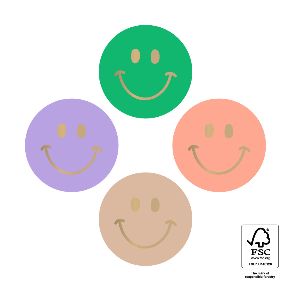 Cadeaustickers | Mini smiley gold | 10x