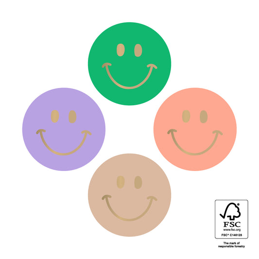 Cadeaustickers | Mini smiley gold | 10x