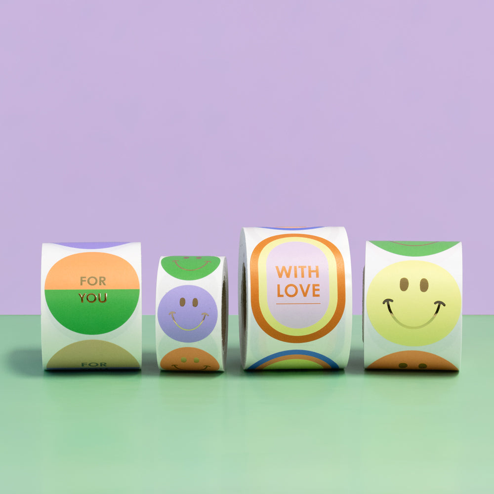 Cadeaustickers | Mini smiley gold | 10x