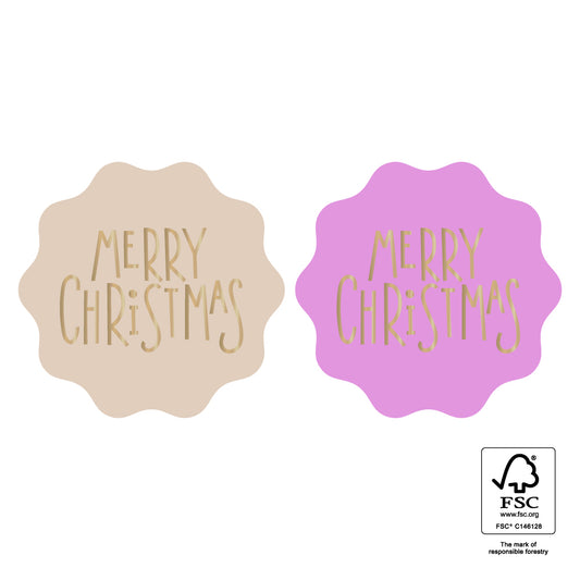 Cadeaustickers | Merry Christmas Pink | 10x