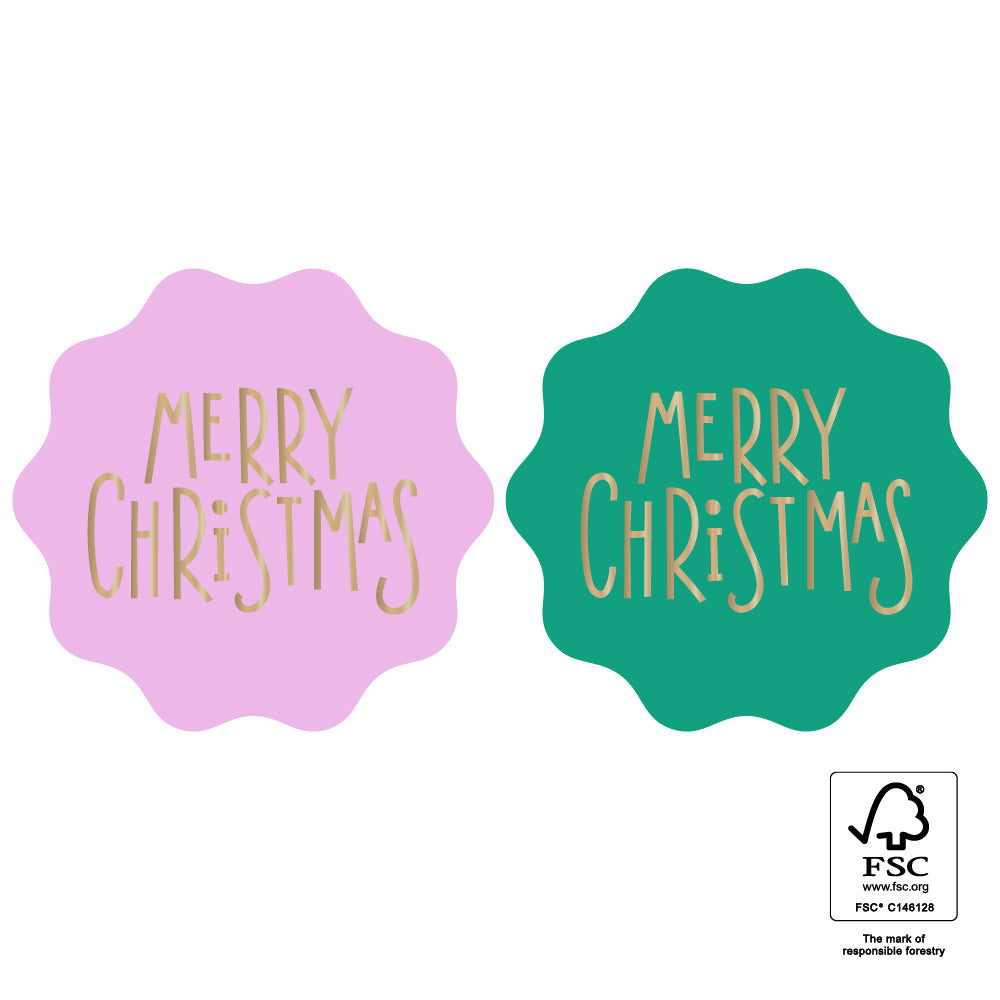 Cadeaustickers | Merry Christmas Pink | 10x