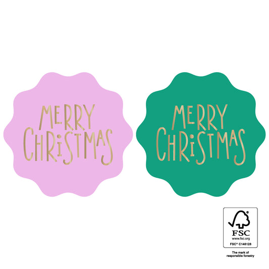 Cadeaustickers | Merry Christmas Pink | 10x